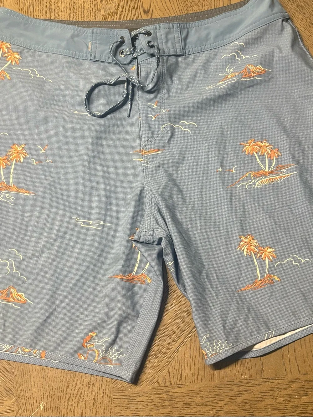 Quiksilver Light Blue Boardshorts with Orange Island Print